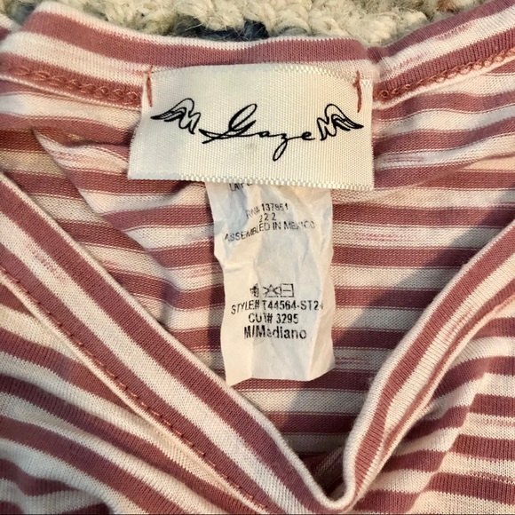 ‘Gaze’ twist knot crop top striped mauve/rose - Picture 3 of 4